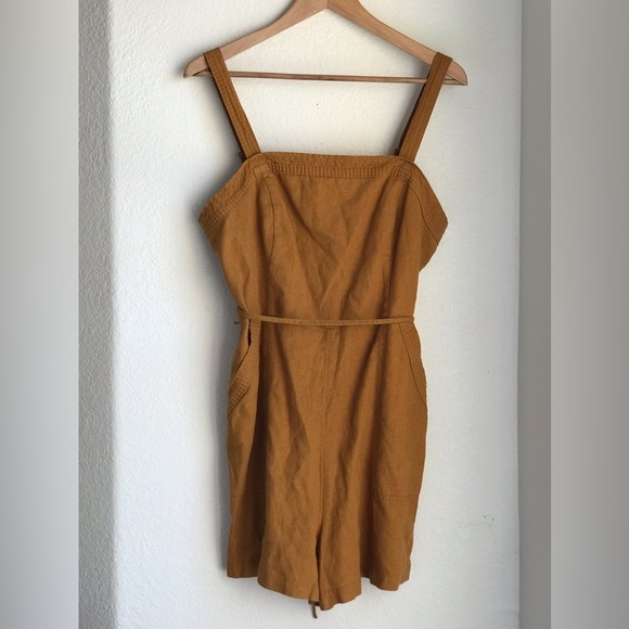 Old Navy Linen Boho Chic Smocked Romper Shorts with Pockets Adj. Straps sz Large - Picture 12 of 16